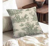 CALHogar Toile Pillow Covers,French Country Decor,Vintage Throw Pillows,Spring Pillow Cover,Green Pillow Cover,Linen Pillow Covers,Vintage French Jouy Pillow case