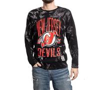 Calhoun NHL Surf & Skate Mens Crystal Tie Dye Long Sleeve Cotton Shirt - The Sunset Collection, New Jersey Devils, Medium