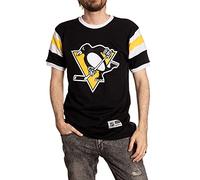 Calhoun NHL Surf & Skate Mens Shoulder Stripe Varsity Inset Sleeve Retro Style T-Shirt - The Coastal Collection, Pittsburgh Penguins, Medium