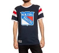 Calhoun NHL Surf & Skate Mens Shoulder Stripe Varsity Inset Sleeve Retro Style T-Shirt - The Coastal Collection, New York Islanders, XL