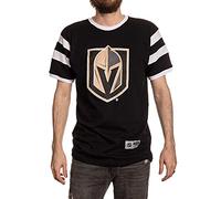 Calhoun NHL Surf & Skate Mens Shoulder Stripe Varsity Inset Sleeve Retro Style T-Shirt - The Coastal Collection, Vegas Golden Knights, XL