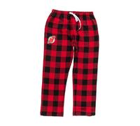 Calhoun NHL Surf & Skate Men's Team Logo Plaid Pajama Pants - 100% Woven Brushed Soft Fabric, New Jersey Devils, L