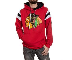 Calhoun NHL Surf & Skate Mens Varsity Retro Style Pullover Hoodie - The Coastal Collection, Chicago Blackhawks-red, Medium