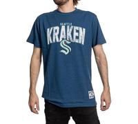 Calhoun NHL Surf & Skate Mens Vintage Style Distressed Heather Tone Rustic T-Shirt, Seattle Kraken, Large