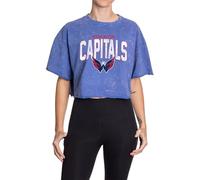 Calhoun NHL Surf & Skate Womens Oversize Drop Shoulder Acid Wash Cropped T-Shirt, Washington Capitals, L-XL