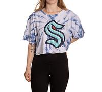 Calhoun NHL Surf & Skate Womens Oversize Drop Shoulder Crop T-Shirt - The Sunset Collection, Seattle Kraken, Large-X-Large