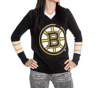 Calhoun NHL Women's V-Neck Varsity Long Sleeve Shirt, Boston Bruins, XL
