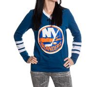 Calhoun NHL Women's V-Neck Varsity Long Sleeve Shirt, New York Islanders, M