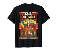 Cali City Colombia Flag Skyline Travel Art T-Shirt
