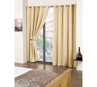Cali Eyelet - Woven Thermal Blackout Eyelet Curtains in Beige - Width 46" x Drop 84" (117 x 213cm) - Single for Door - Emma Barclay | TJ Hughes