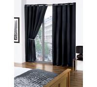 Cali Eyelet - Woven Thermal Blackout Eyelet Curtains in Black - Width 90" x Drop 90" (229 x 229cm) - Emma Barclay | TJ Hughes