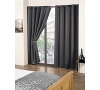 Cali Eyelet - Woven Thermal Blackout Eyelet Curtains in Charcoal - Width 46" x Drop 84" (117 x 213cm) - Single for Door - Emma Barclay | TJ Hughes