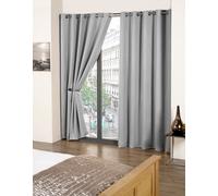Cali Eyelet - Woven Thermal Blackout Eyelet Curtains in Grey - Width 46" x Drop 84" (117 x 213cm) - Single for Door - Emma Barclay | TJ Hughes Black