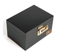 CALI Lockable Bamboo Stash Box with Hinged Lid (Black)