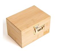 CALI Lockable Bamboo Stash Box with Hinged Lid (Natural)