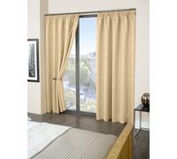 Cali Pencil Pleat - Woven Thermal Blackout Pencil Pleat Curtains in Beige - Width 90" x Drop 90" (229 x 229cm) - Emma Barclay | TJ Hughes Natural