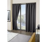 Cali Pencil Pleat - Woven Thermal Blackout Pencil Pleat Curtains in Charcoal - Width 90" x Drop 90" (229 x 229cm) - Emma Barclay | TJ Hughes Grey