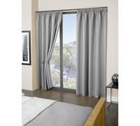 Cali Pencil Pleat - Woven Thermal Blackout Pencil Pleat Curtains in Grey - Width 46 x 84 Drop (137x213cm) - Single for Door - Emma Barclay | TJ Hughe