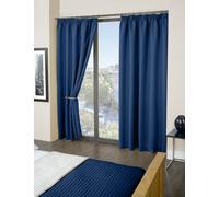 Cali Pencil Pleat - Woven Thermal Blackout Pencil Pleat Curtains in Navy - Width 46" x Drop 84" (117 x 213cm) - Single for Door - Emma Barclay | TJ H