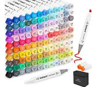 Caliart 121 Colors Alcohol Based Markers, Dual Tip (Brush & Chisel) Permanent Artist Art Markers for Adults & Kids, Plus 1 Colorless Blender