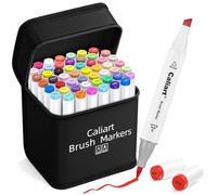 Caliart Alcohol Brush Markers, 51 Colors Dual Tip Artist Brush & Chisel Tip Sketch Art Markers, Aesthetic Cute Preppy Stuff School Supplies, Pens for Lettering Cards Drawing Mothers Day Gift for Mom