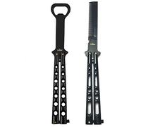 Caliber Gourmet Butterfly Knife Bottle Opener | Cool Balisong Trainer Butterfly Knife Trainer Multitool Beer & Bottle Opener | Bartender Supplies | Perfect Bar Key Tool | Tactical Bar Tool - Black