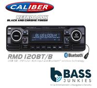 CALIBER Vintage Classic Bluetooth Mechless USB Car Stereo Radio Player BLACK
