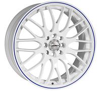 Calibre Y565J-LYWA0138+_13721 Motion Alloy Wheel for Suzuki Swift with Wheel Nuts 2010 Onwards, 6.5 x 15-inch, White/Blue Pinstripe