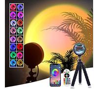 CALIBRESPOT Sunset Lamp Projection with Remote and APP Control Multiple Colors Changing LED Sunset Light Projector 360 Degree Rotation with Adjustable Base for Photography/Party/Home/Bedroom