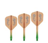 Caliburn SUP Flights | Moulded Shaft & Flight System | Standard No.6 Dragon Design Dart Flights | Multiple Colours & Sizes | Integrated One Piece Dart Flight & Shaft. (Green & Orange, Short)