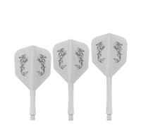Caliburn SUP Flights | Moulded Shaft & Flight System | Standard No.6 Dragon Design Dart Flights | Multiple Colours & Sizes | Integrated One Piece Dart Flight & Shaft. (White, Short)