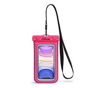 CaliCase Extra Large Waterproof Floating Phone Pouch - IPX8 Waterproof Floating Phone Case with Lanyard for iPhone X-15/ S20-S24/ Pixel 1-8 - Pink Glow in The Dark