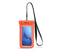 CaliCase Extra Large Waterproof Floating Phone Pouch - IPX8 Waterproof Floating Phone Case With Lanyard For iPhone X-15/ S20-S24/ Pixel 4-8 - Orange
