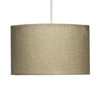 Calico Beige Linen Vintage Easy Fit Round Drum Pendant Shade | White Hard Lined | 35cm Diameter (14 Inch) | None Electric | Pendants & Table Lamps | Fits All Lampholder Types E14 E27 B15 B22