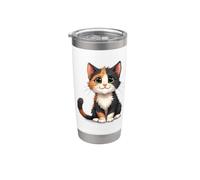 Calico Cat Big Eyes Kawaii Kitten Stainless Steel Insulated Tumbler