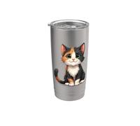 Calico Cat Big Eyes Kawaii Kitten Stainless Steel Insulated Tumbler