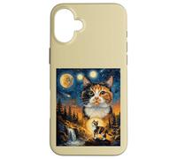 Calico Cat Howling To The Moon Case for iPhone 16 Plus