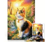 Calico Cat in A Fantasy World Jigsaw Puzzles for Teenagers 1000 Piece Memory Training Tranquil Escape Flawless Cut Memorable Gift (50x75cm)
