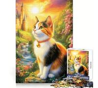 Calico Cat in A Fantasy World Jigsaw Puzzles for Teenagers 1000 Piece Memory Training Tranquil Escape Flawless Cut Memorable Gift (38x52cm)