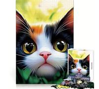 Calico Cat in Grass for Adults 1000 Piece Puzzle Brain Wellness Pleasant Leisure Neat Cut Meaningful Gift (38x52cm)