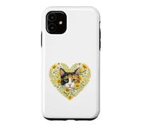 Calico Cat in Heart Filled with Wildflowers Flowers Case for iPhone 11