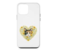 Calico Cat in Heart Filled with Wildflowers Flowers Case for iPhone 12 mini