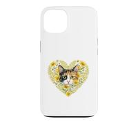 Calico Cat in Heart Filled with Wildflowers Flowers Case for iPhone 13