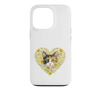 Calico Cat in Heart Filled with Wildflowers Flowers Case for iPhone 13 Pro