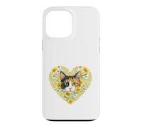 Calico Cat in Heart Filled with Wildflowers Flowers Case for iPhone 13 Pro Max