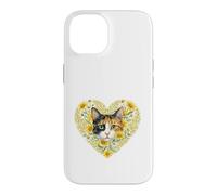Calico Cat in Heart Filled with Wildflowers Flowers Case for iPhone 14