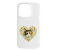 Calico Cat in Heart Filled with Wildflowers Flowers Case for iPhone 14 Pro