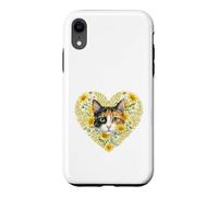 Calico Cat in Heart Filled with Wildflowers Flowers Case for iPhone XR