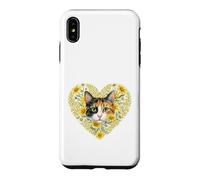 Calico Cat in Heart Filled with Wildflowers Flowers Case for iPhone XS Max
