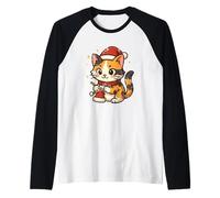 Calico Cat Knits Santa Hat Raglan Baseball Tee